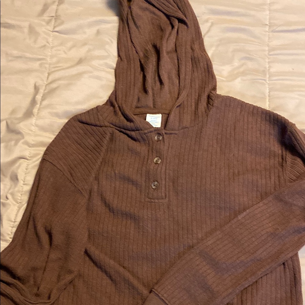 Women's Brown Hooded Cardigan